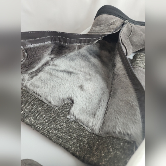 BareTraps Gray Sweater Cuff & Suede Faux Fur Lined Tall Boots 9 M Warm Winter - Picture 5 of 12